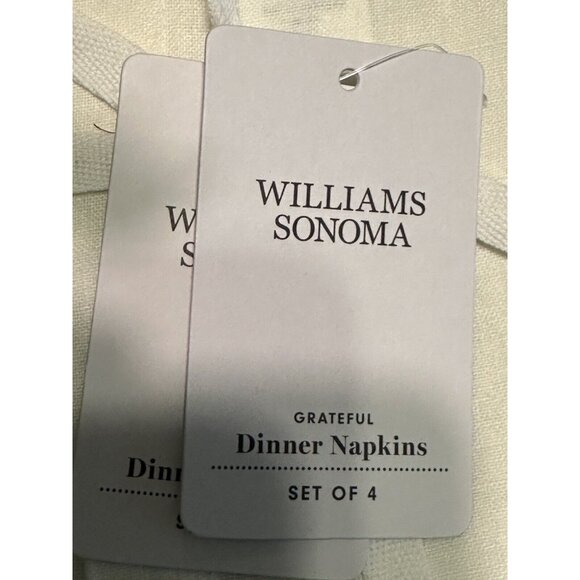 NWT WILLIAMS SONOMA THANKSGIVING Grateful  DINNER NAPKINS SET OF FOUR 100%LINEN - Picture 4 of 4
